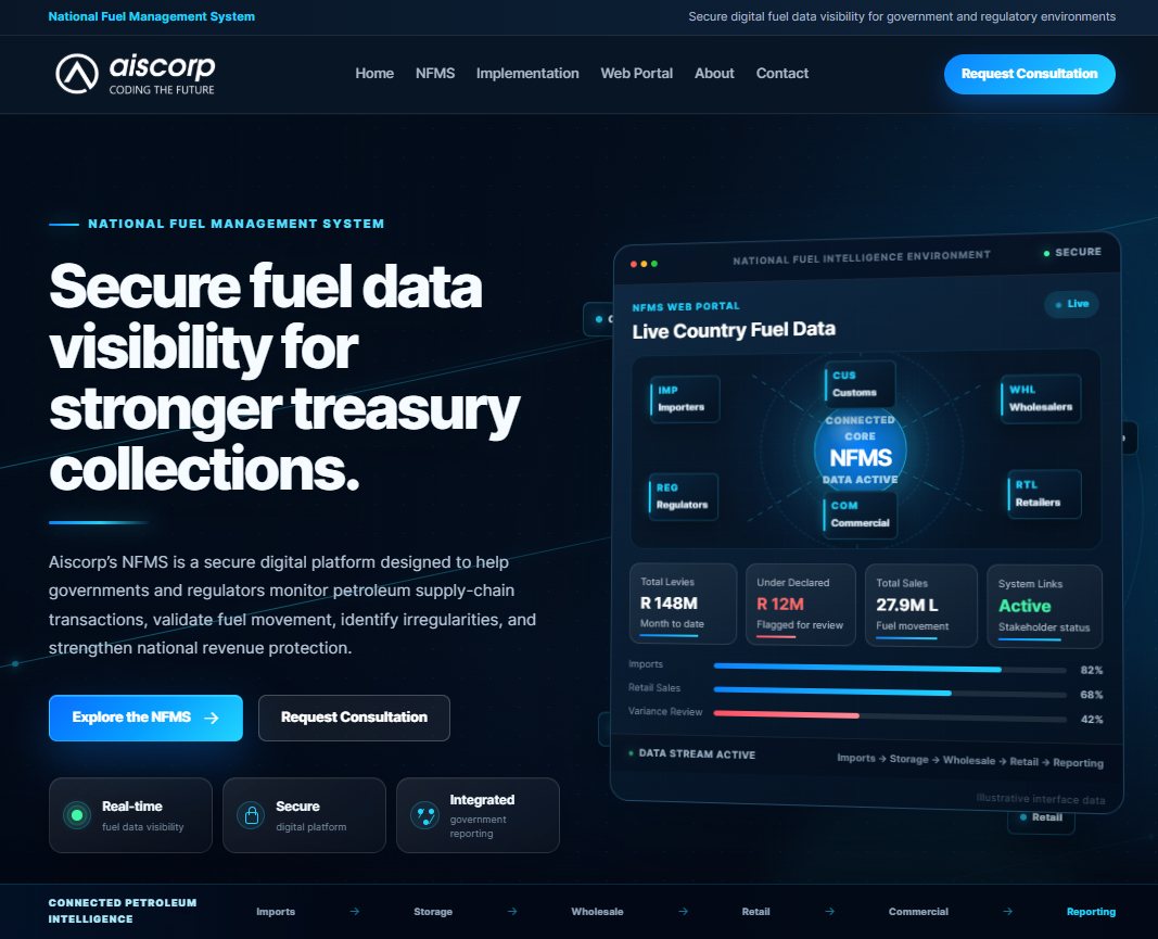 Aiscorp website homepage