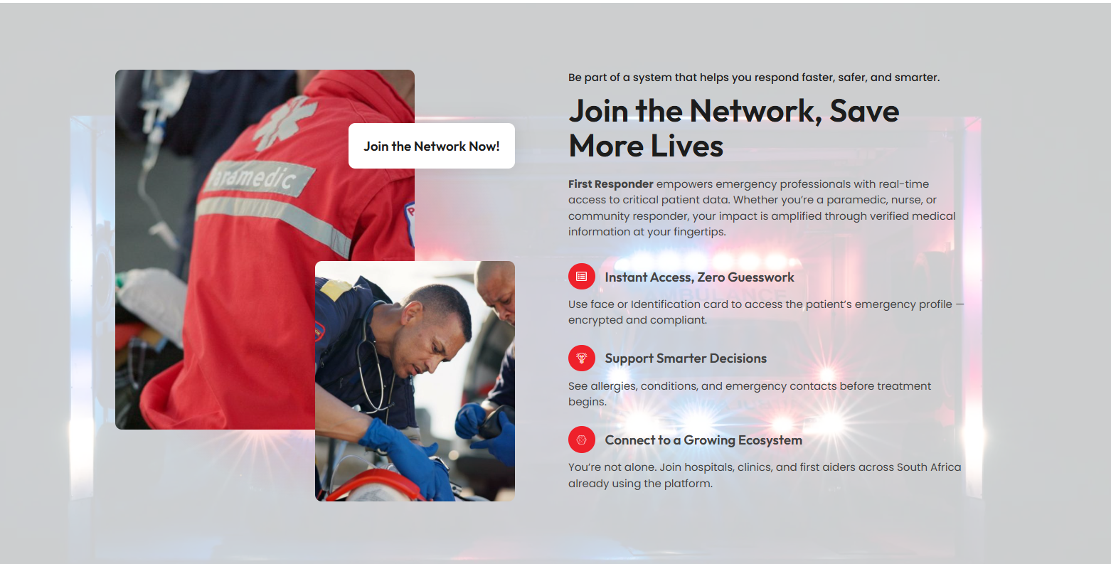 First Responder network signup section