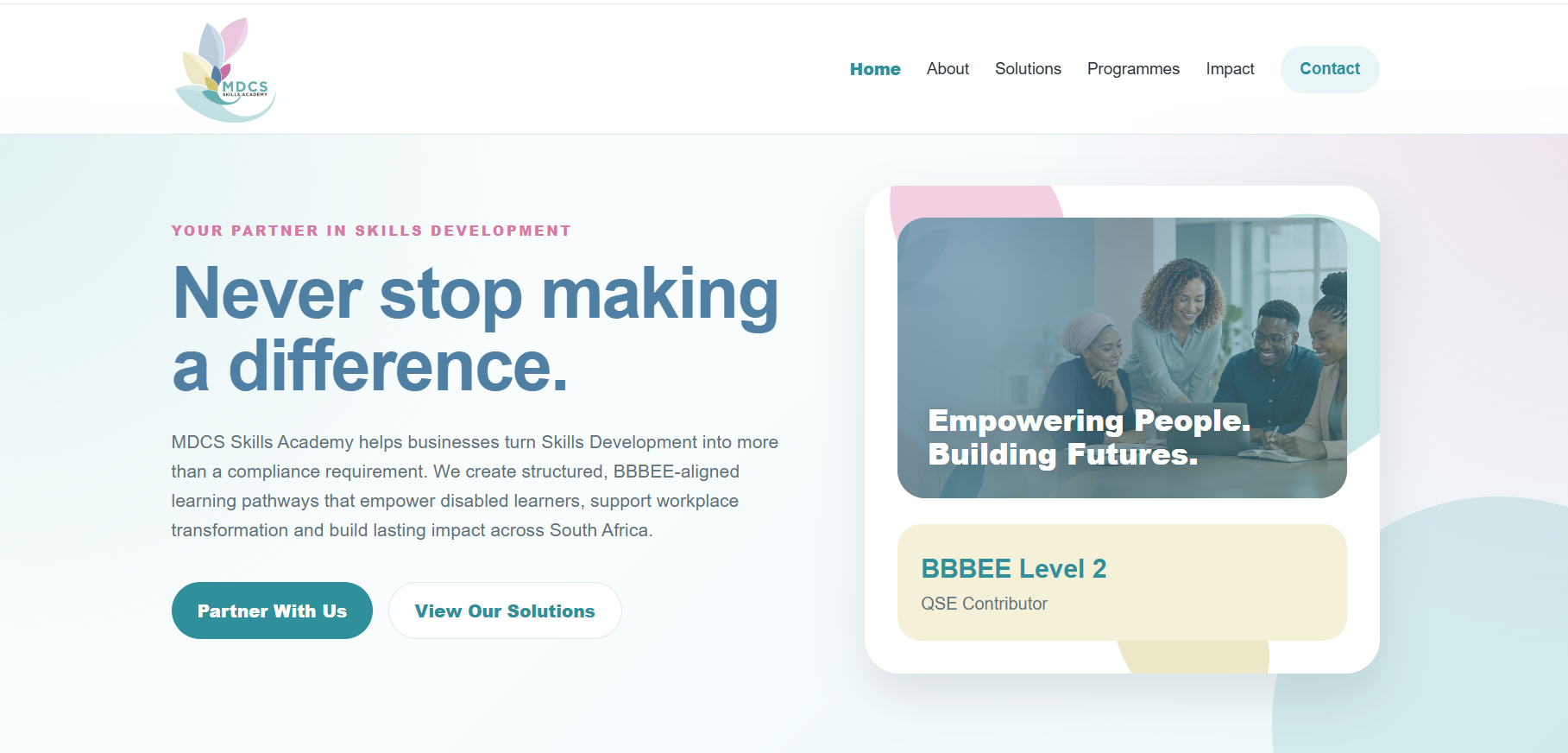 MDCS Skills Academy website homepage