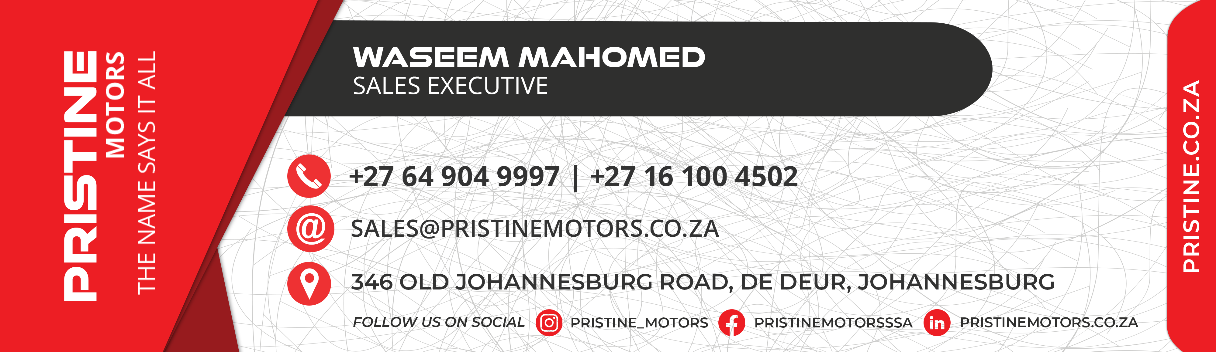 Pristine Motors email signature