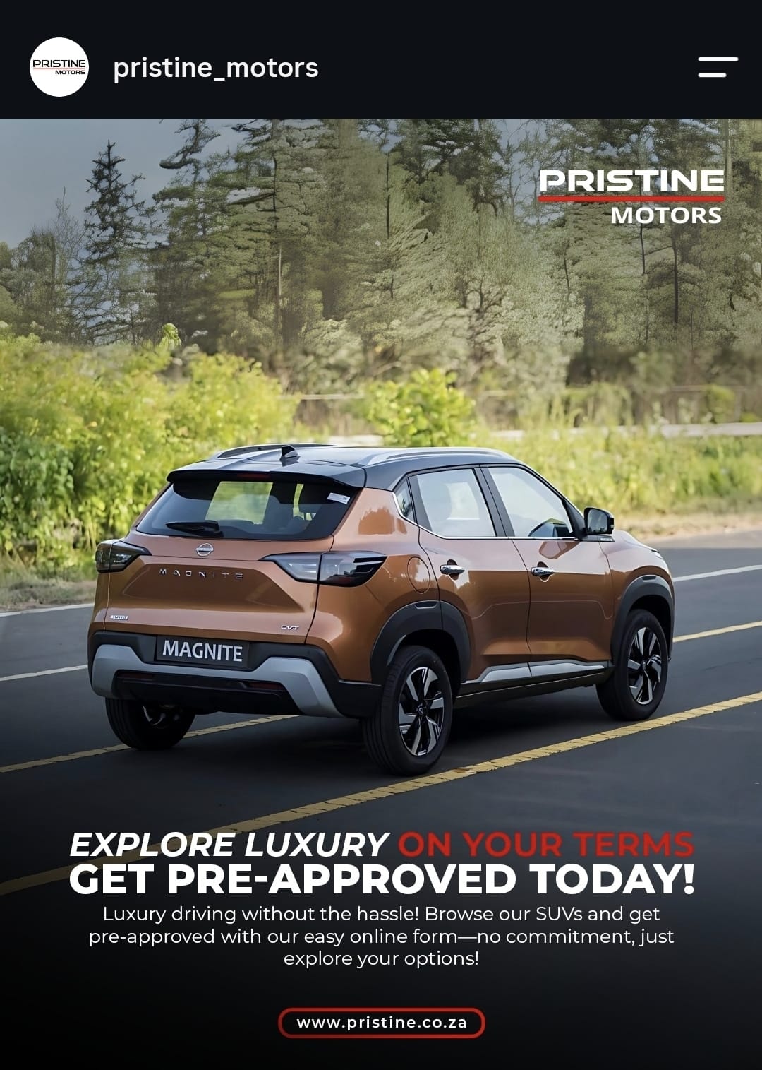 Pristine Motors social-media post two