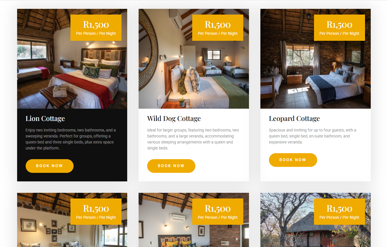 Tshukudu Bush Camp accommodation page