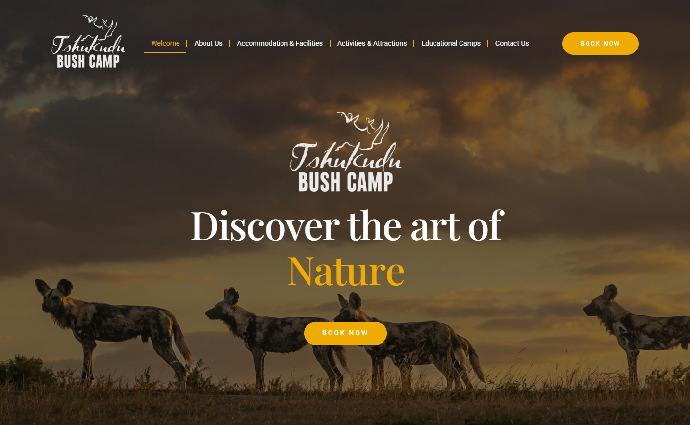 Tshukudu Bush Camp website homepage
