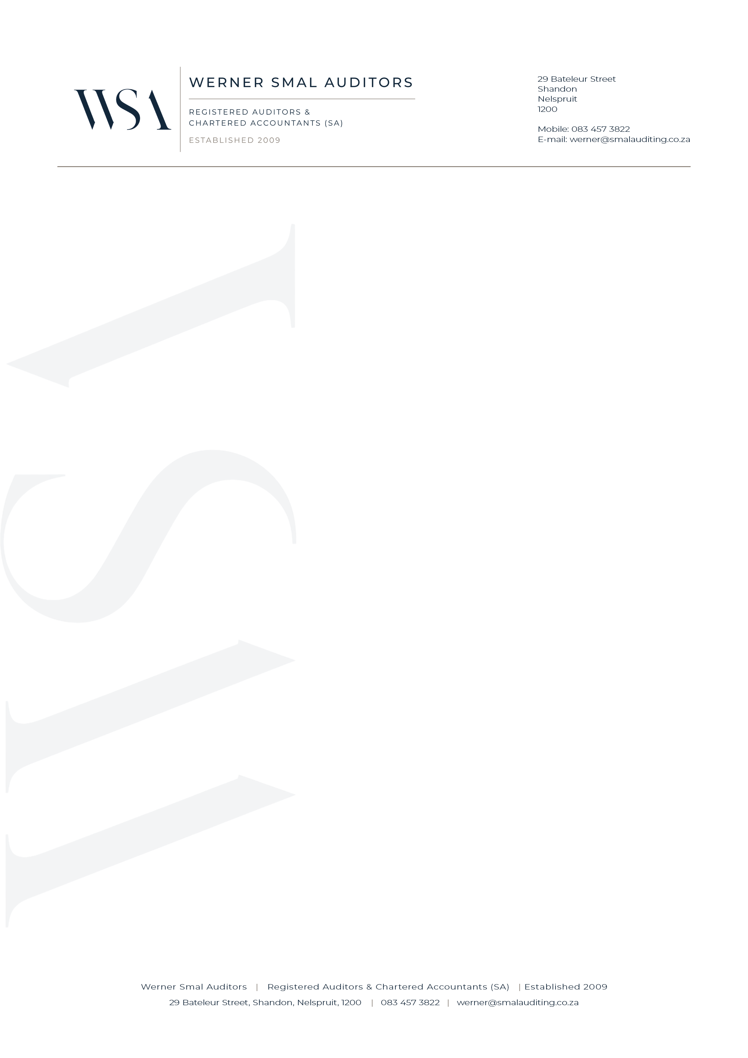WSA letterhead design